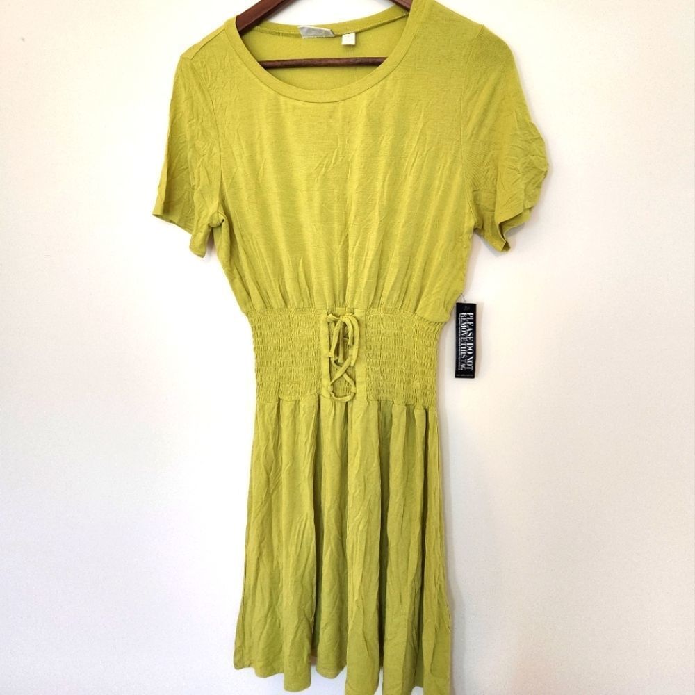 NWT New York & Company Olive Green Sun Dress Size Small